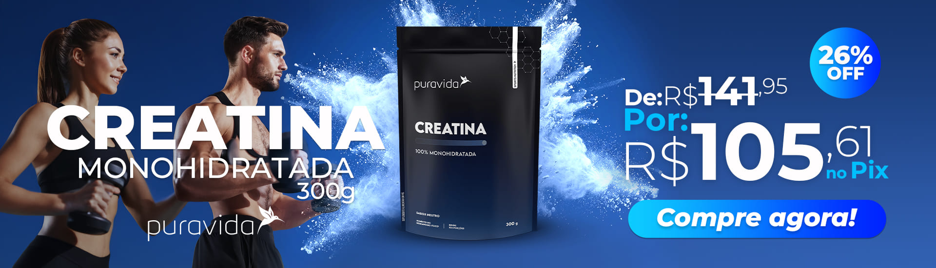 Creatina mono 300g - Puravida