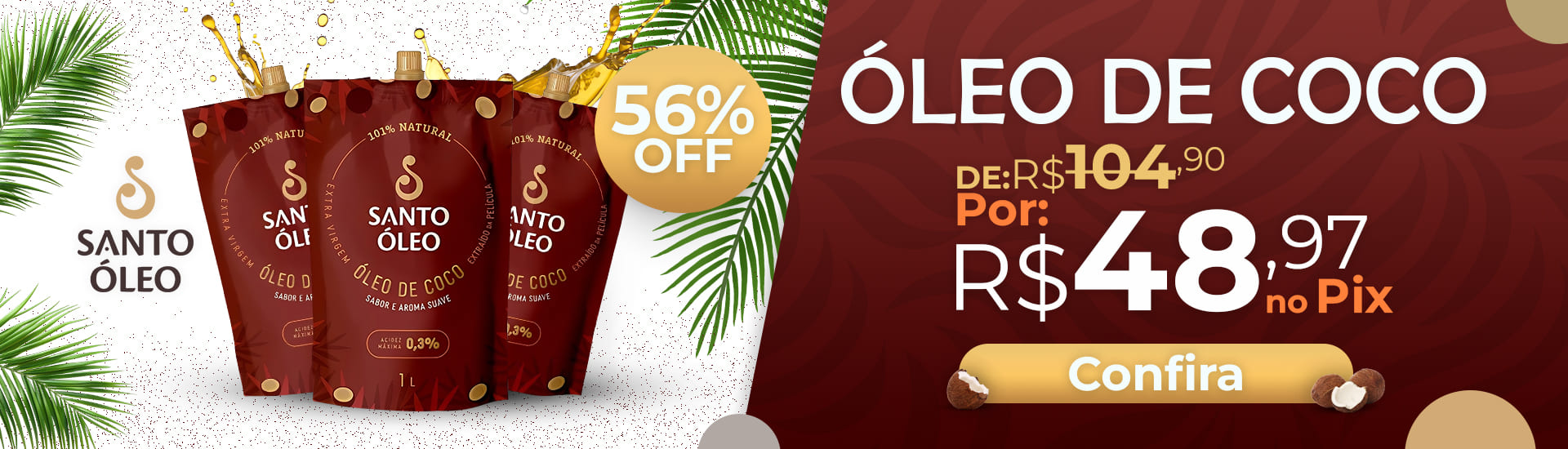 oleo de coco pelicula 1 l santo oleo