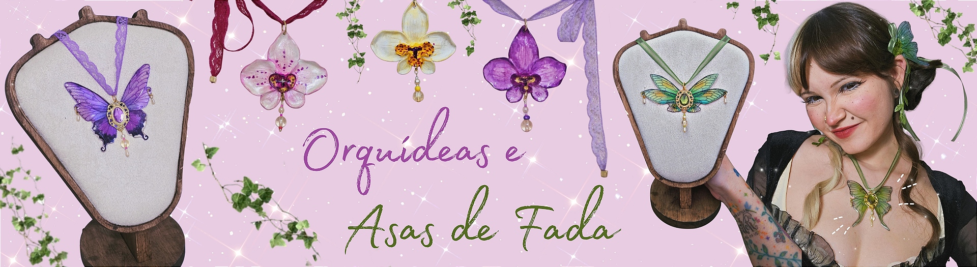 Colar de Orquidea e Asas de Fada