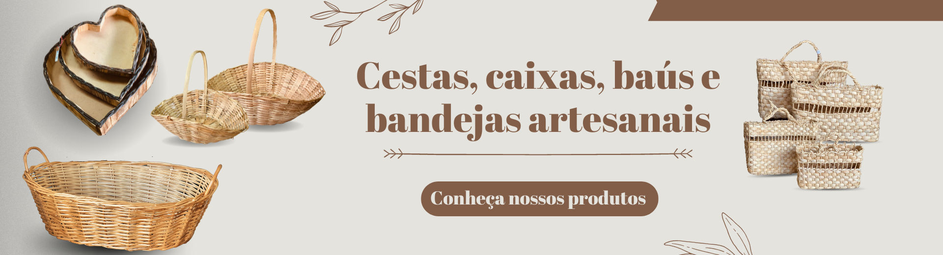 Cestas artesanais para presentes, café da manhã