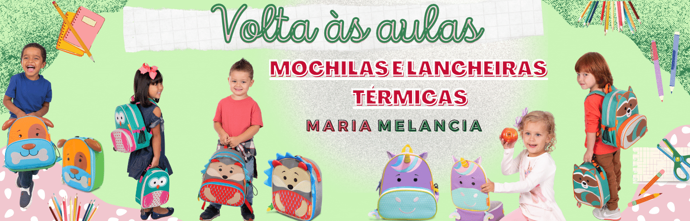 Volta às aulas mochilas e lancheiras