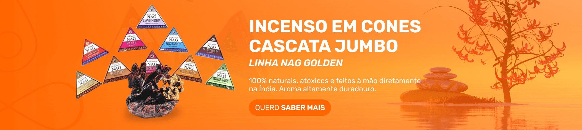 Incenso Cascata Jumbo Golden Nag