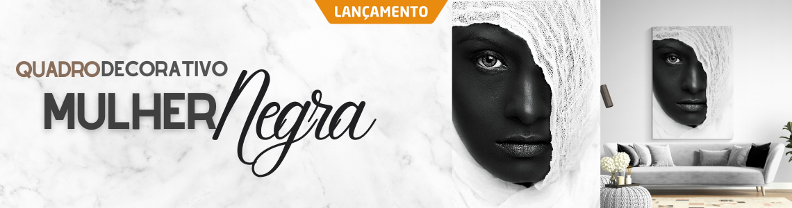 Quadro Decorativo Mulher Negra Véu Branco Luxo