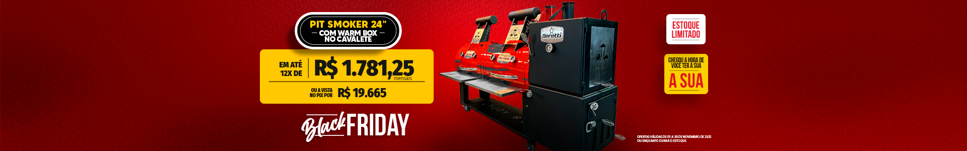 Pit Smoker 24 no Cavalete