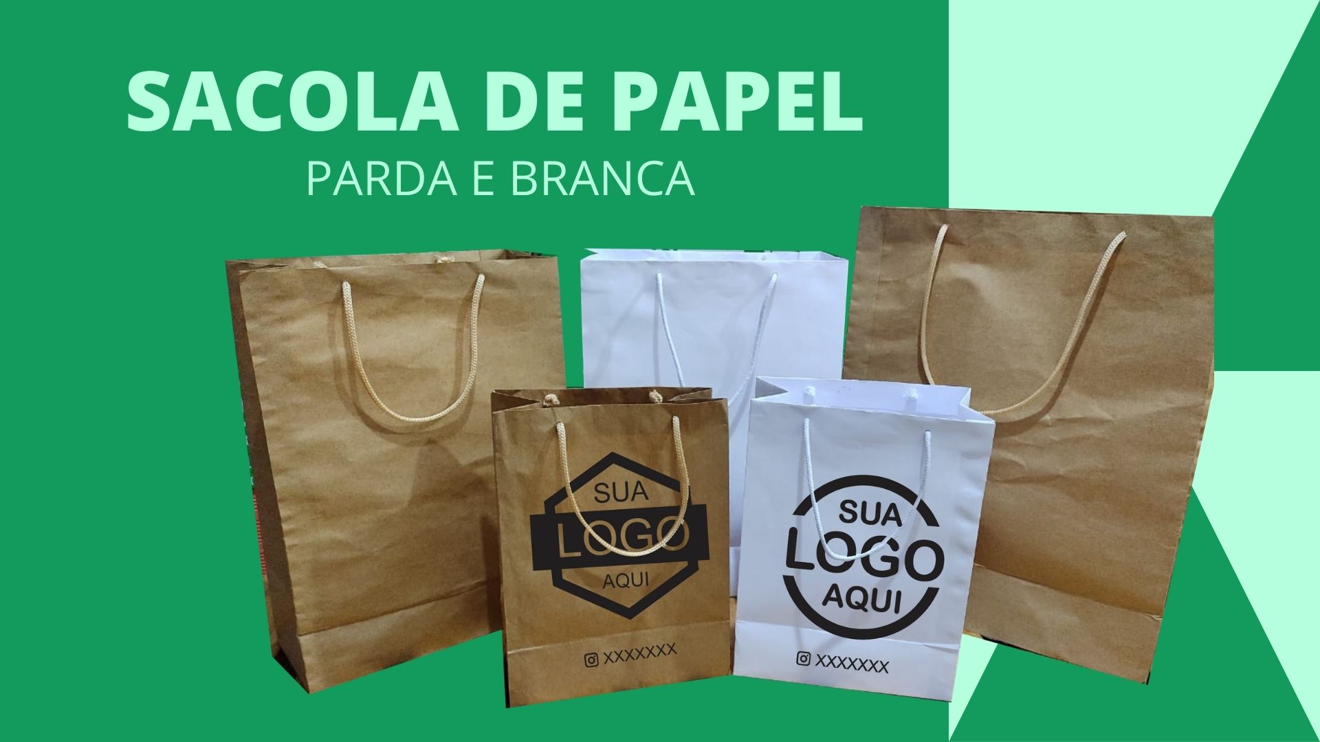 Sacola Kraft marrom e branco