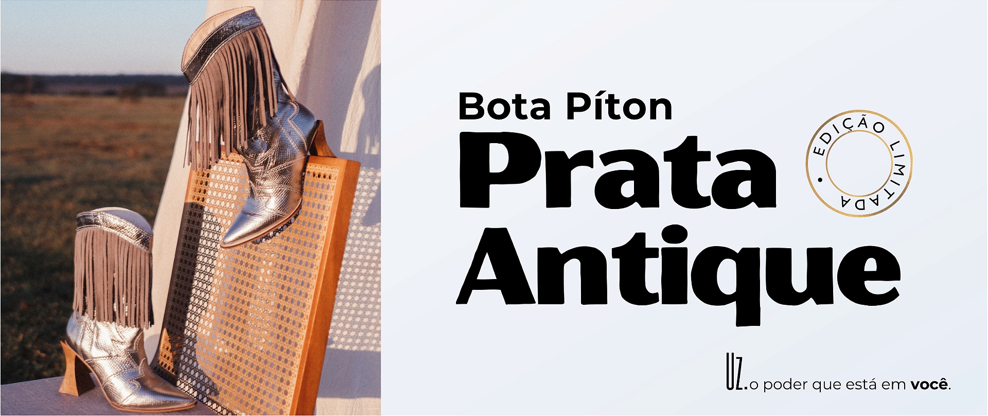 BOTA PITON PRATA ANTIQUE