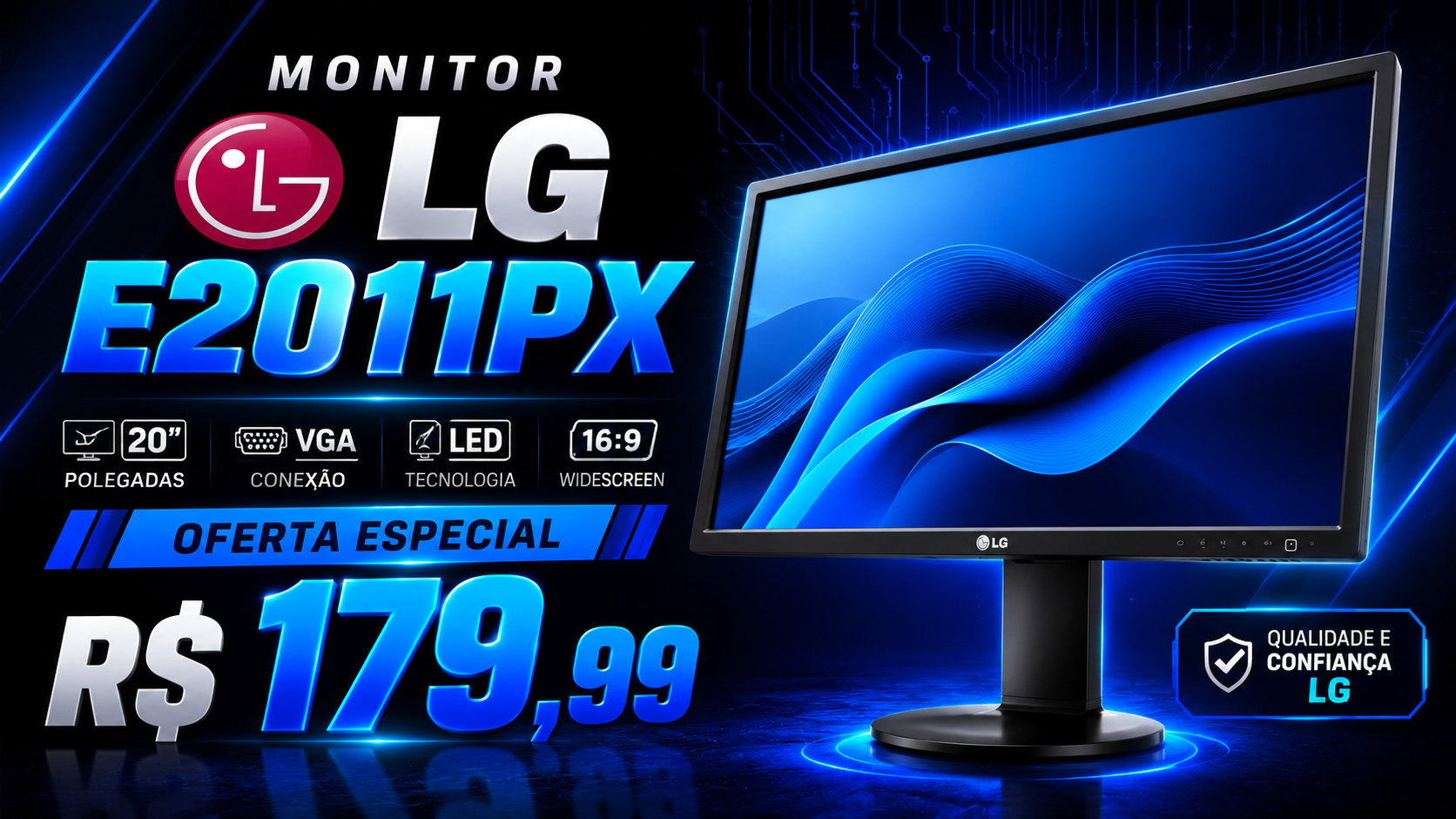 Monitor LG E2011PX LED 20" Polegadas VGA/DVI