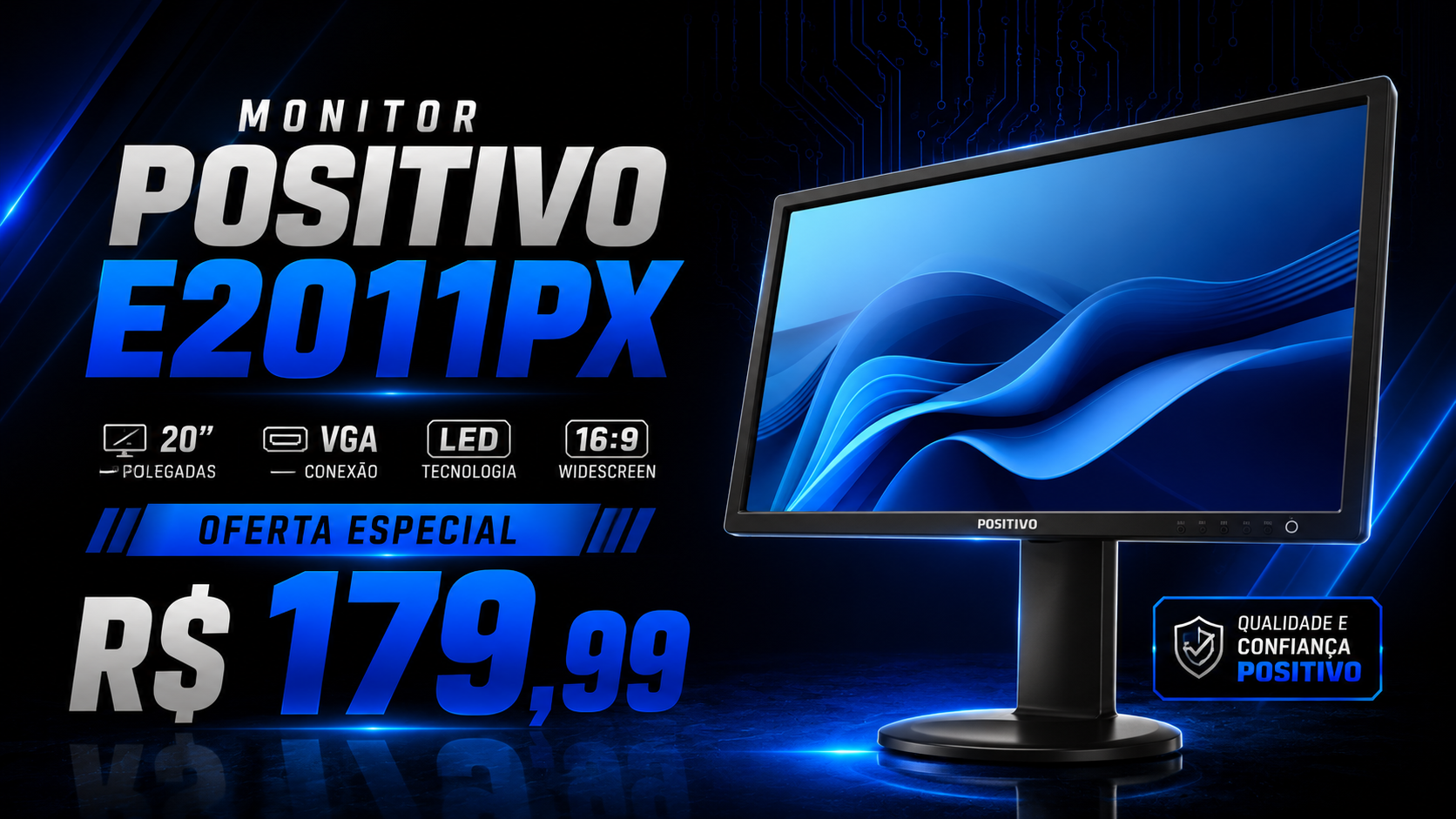 Monitor Positivo E2011PX LED 20" Polegadas VGA/DVI
