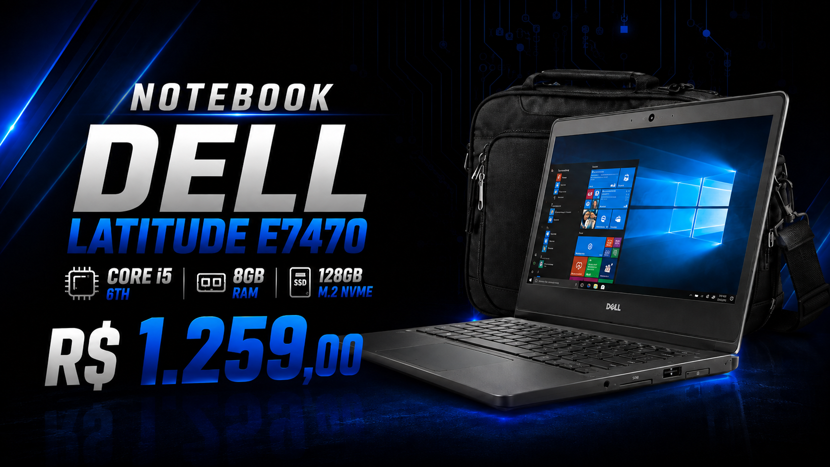 Notebook Dell Latitude E7470 Core i5 6th 8GB RAM 128GB SSD m.2