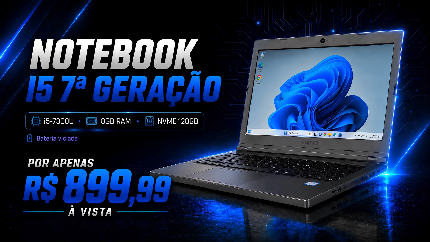 Notebook Positivo Master N8140 Blackstone Core i5 7th 8GB RAM 128GB SSD