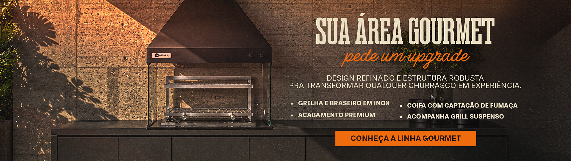 Kit Churrasqueira Gourmet com grill suspenso