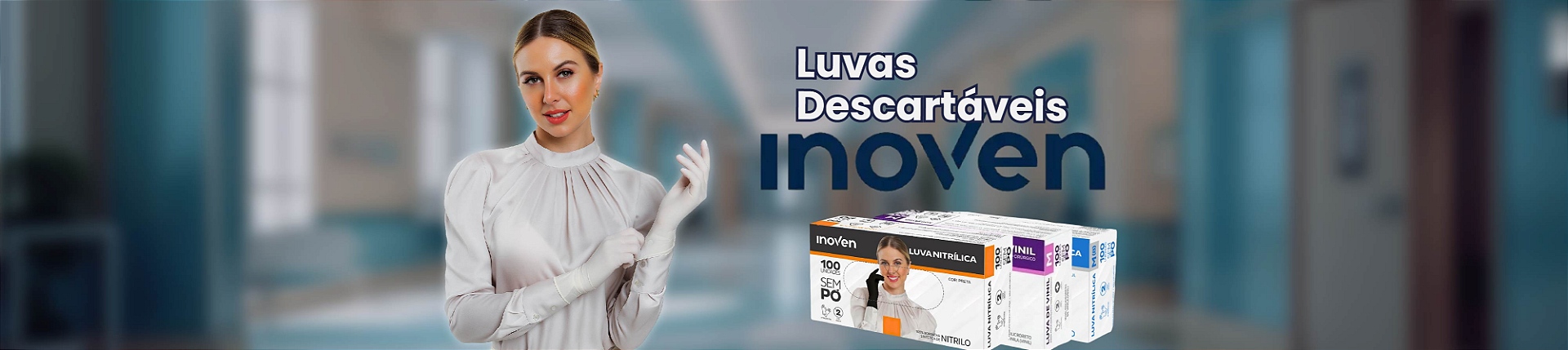 Luva Nitrílica Azul Sem Pó Inoven