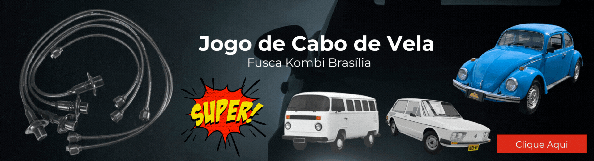 Jogo de Cabo de Vela Olimpic 11042 - VW Fusca Kombi Brasília - Motor a Ar