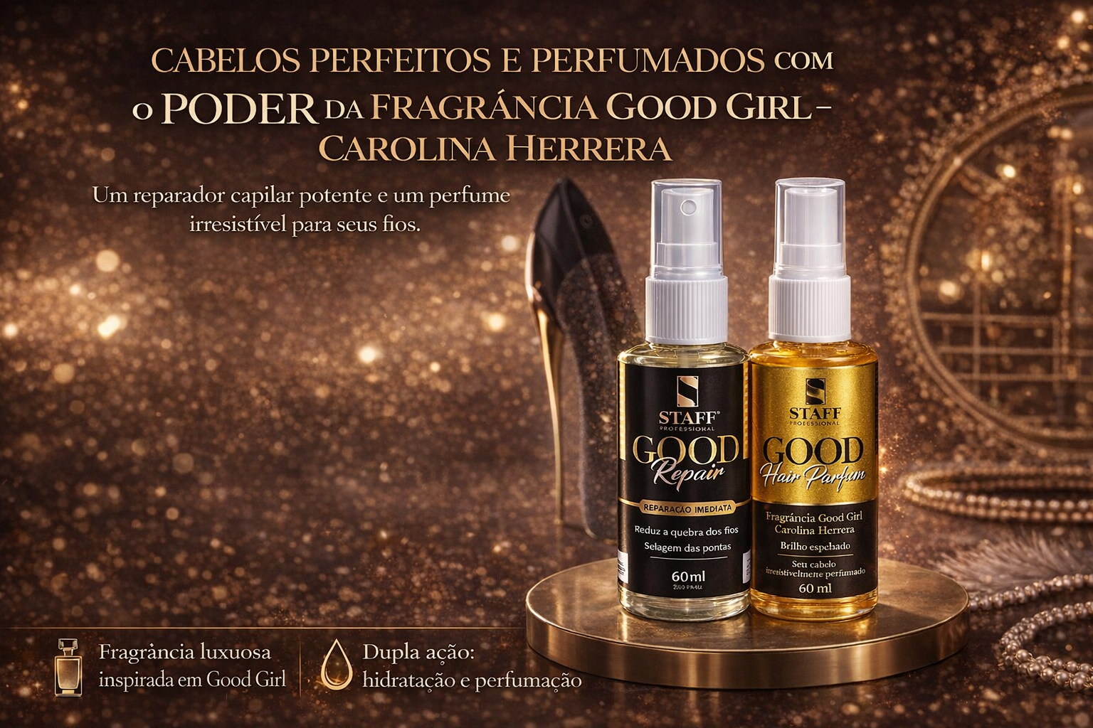 Perfume Capilar Good Hair 60ml + Reparador Good Repair 60ml LUxo