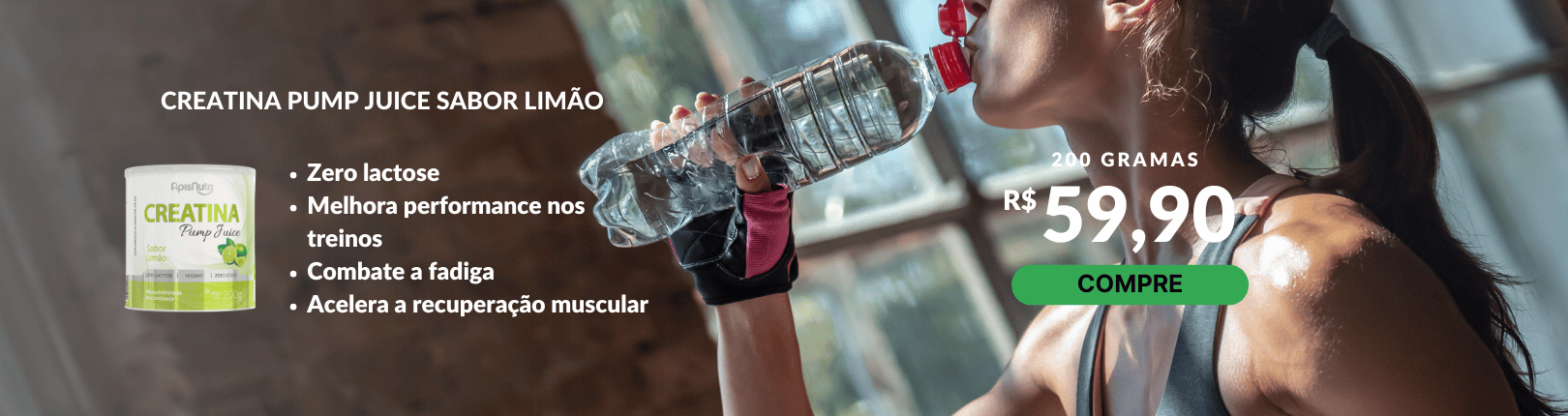Creatina Pump Juice 200g Zero Lactose Sabor Limão