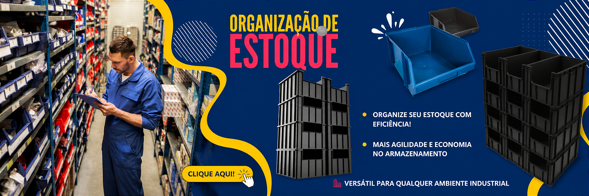 caixas bins e caixas com aberturas
