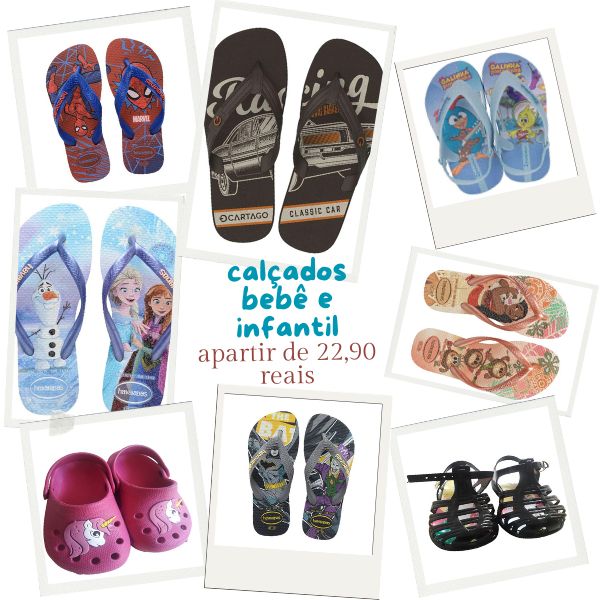 chinelos bebe e infantil