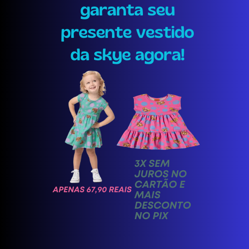 vestido skye patrulha canina - 304296119