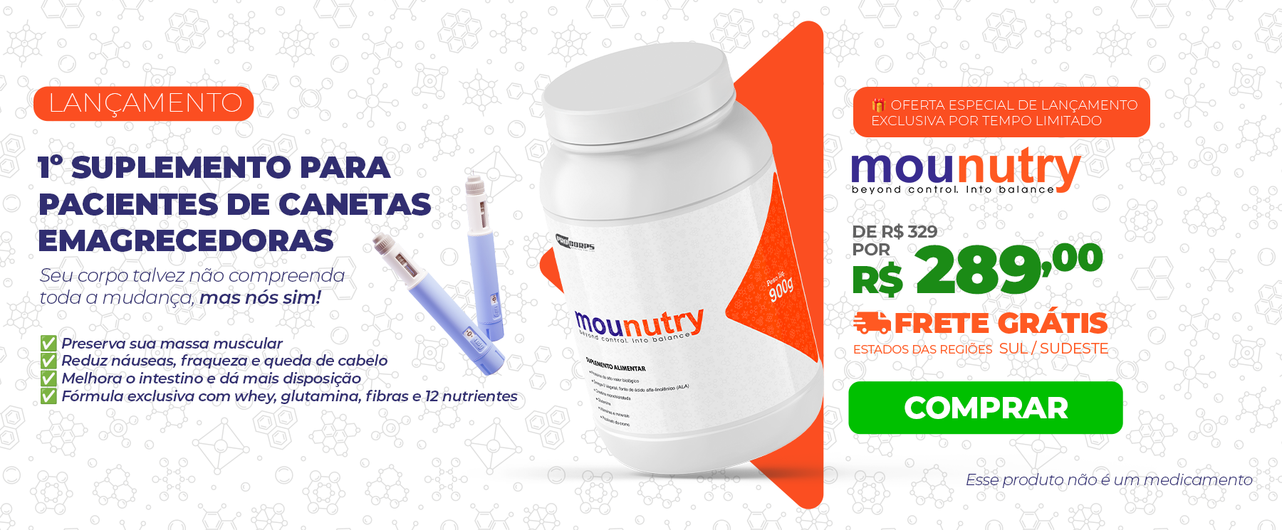 Mounutry - Suplemento nutricional para apoiar pacientes canetas emagrecedoras