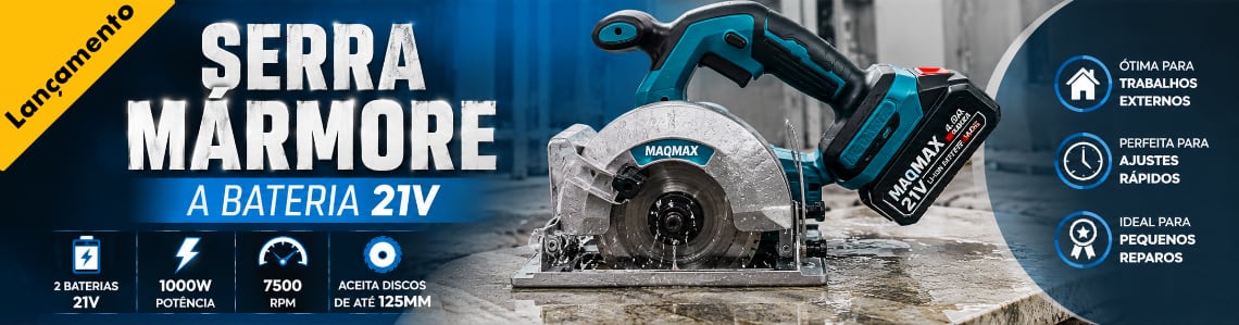 Serra Mármore a Bateria 21V Diamax | 1000W com 2 Baterias
