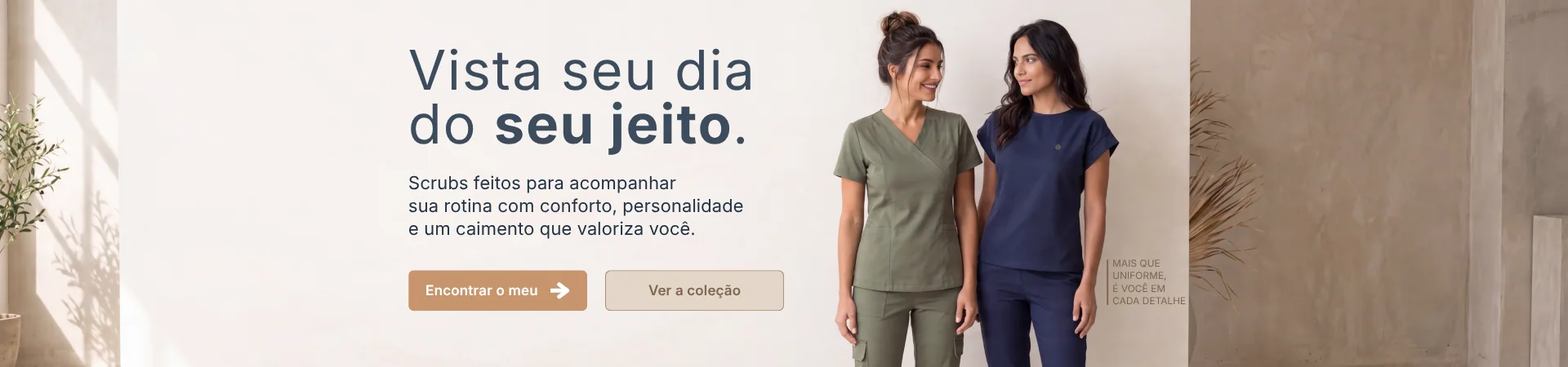 Scrubs femininos verde-alcaparra e marinho