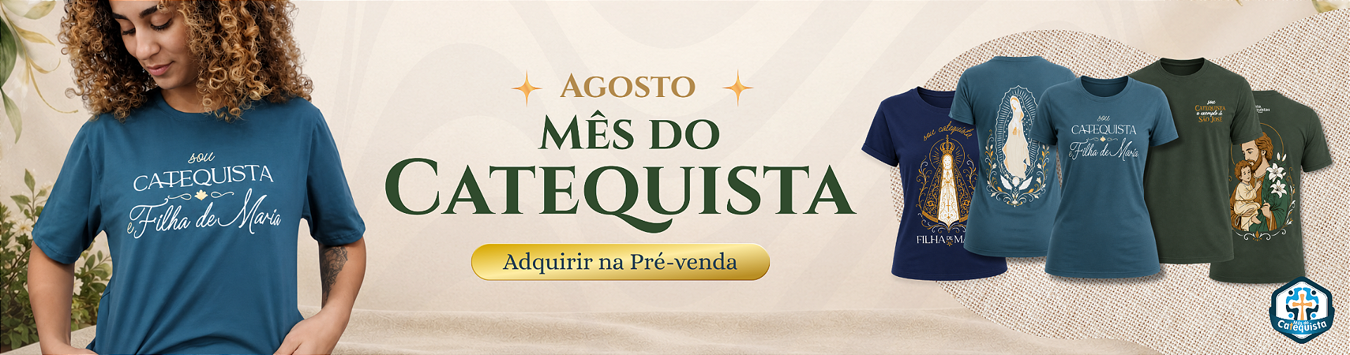 Agosto mês do catequista - camisetas