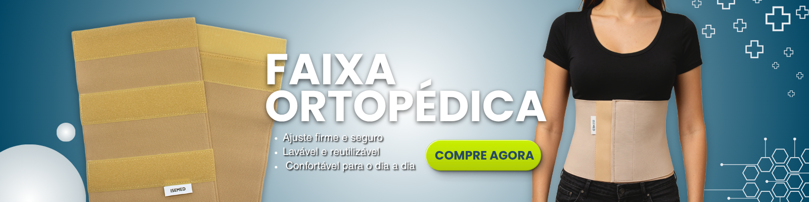 Faixa Cinta Abdominal Lombar Elástica Ortopédica Isemed