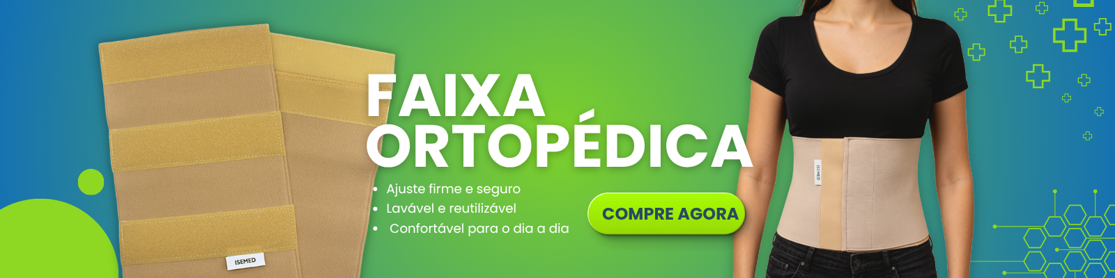 Faixa Cinta Abdominal Lombar Elástica Ortopédica Isemed