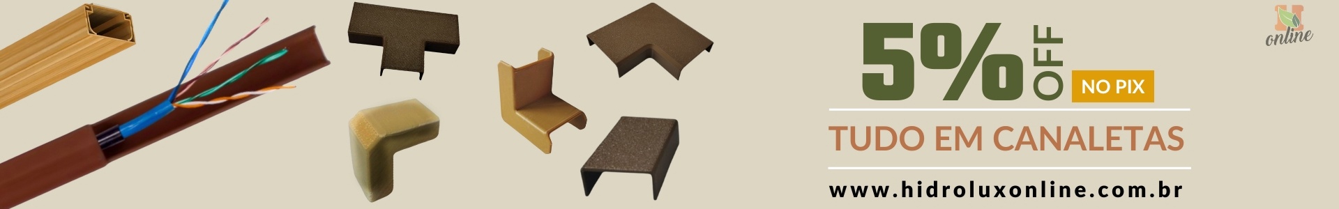 Oferta Canaletas Mogno Cerejeira Hidrolux