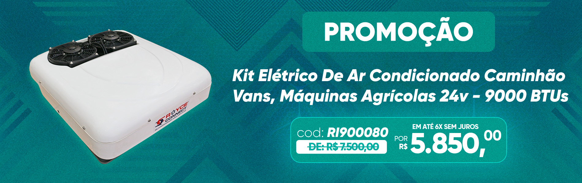 Kit Elétrico Ar Condicionado de Teto Caminhão Vans Trailers Promoção 9000 BTUS