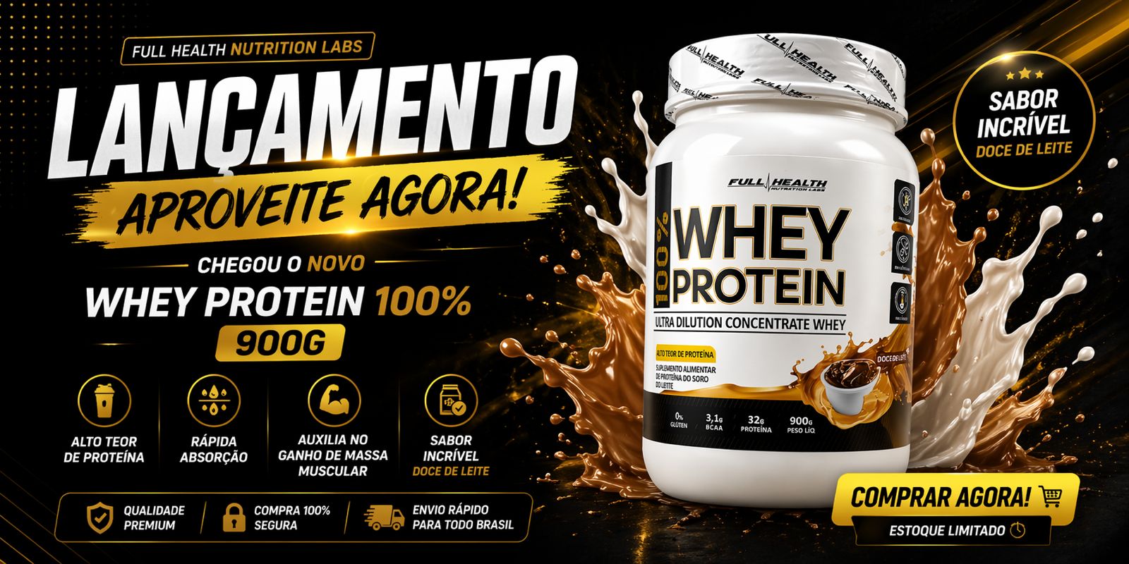 Banner Lançamento Whey Pote 900g