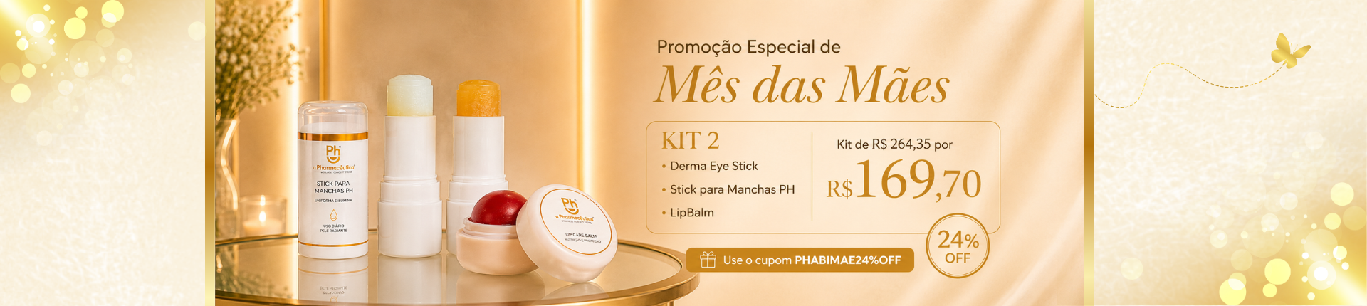 PROMOÇÃO MÊS DAS MÃES: KIT 2  - Derma Eye Stick / Stick para Manchas / PH  LipBalm