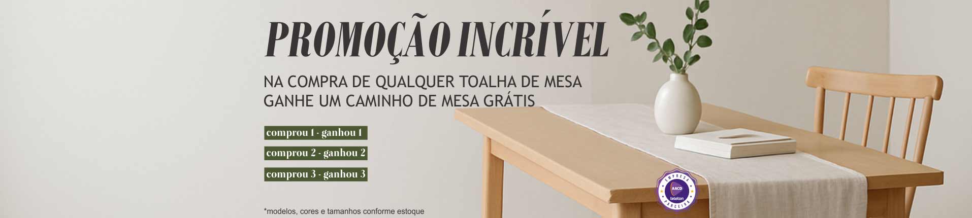 Banner Promoção Toalha de Mesa e Caminhos de Mesa