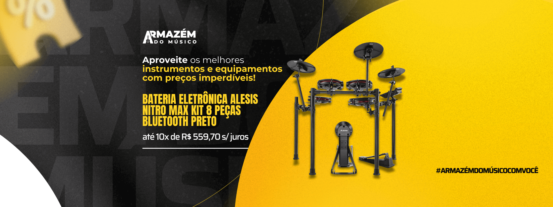 5- Bateria Eletrônica Alesis Nitro Max Kit 8 Peças Bluetooth Preto