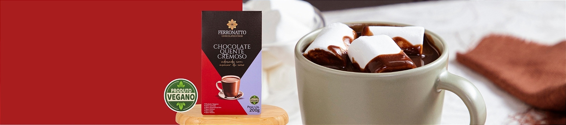Chocolate quente açucar coco