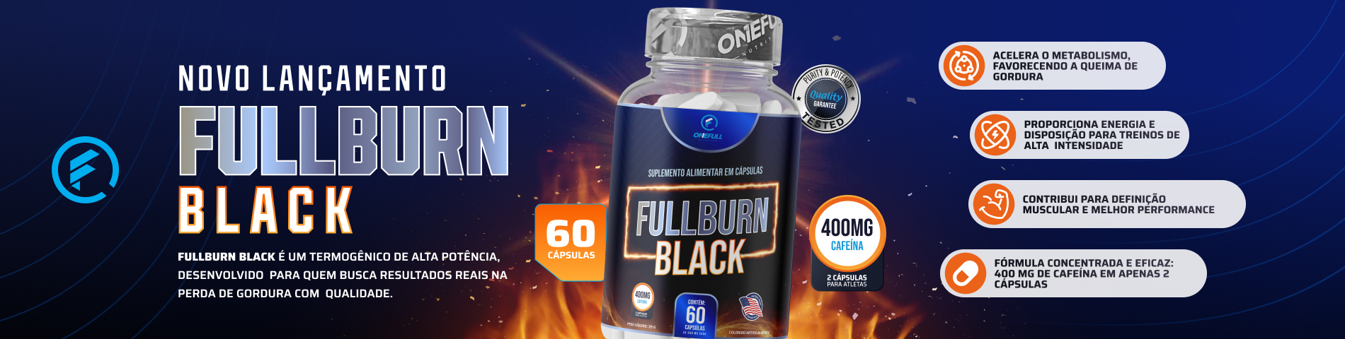 Termogênico FullBurn BLACK 60cps - OneFull®