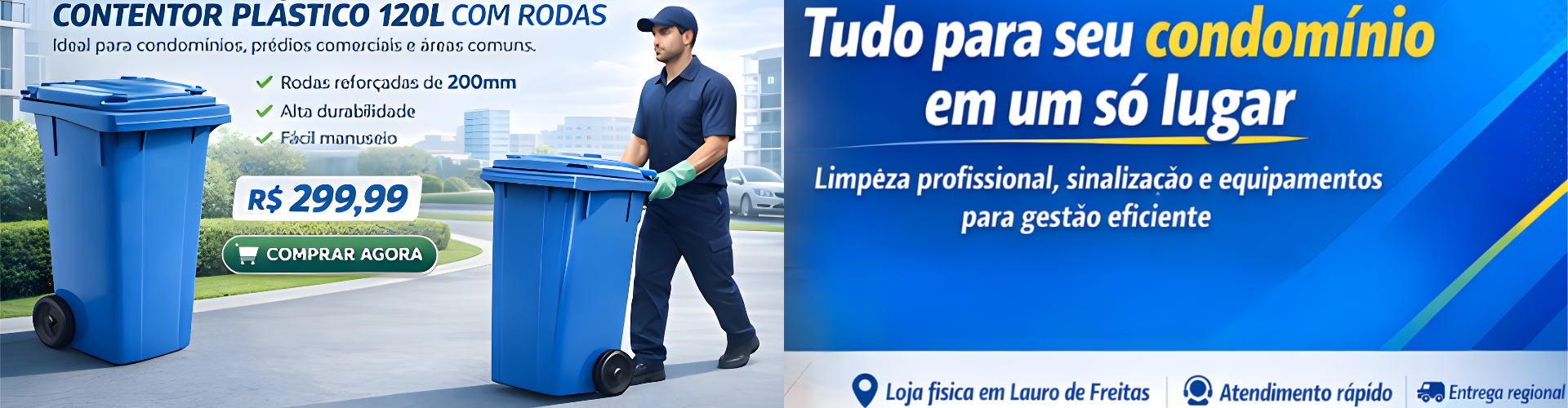 Contentor Plastico 120L verde com rodas 200mmm