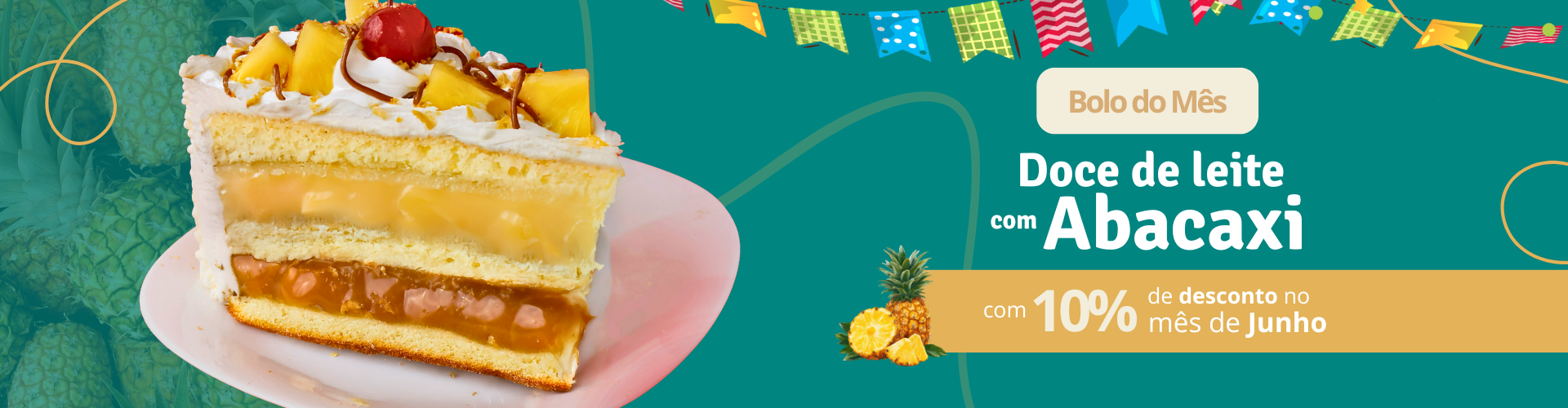 Bolo Vegano Doce de Leite Abacaxi