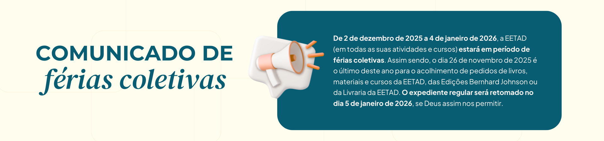 Comunicado de férias