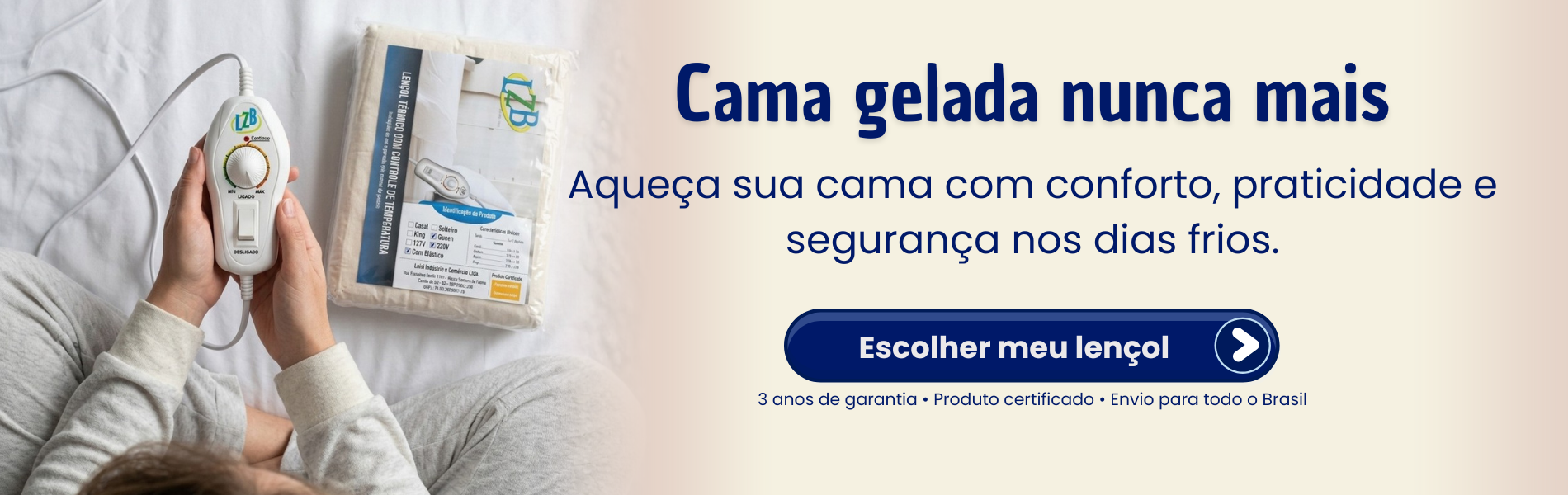 Banner Home — Cama Gelada Nunca Mais