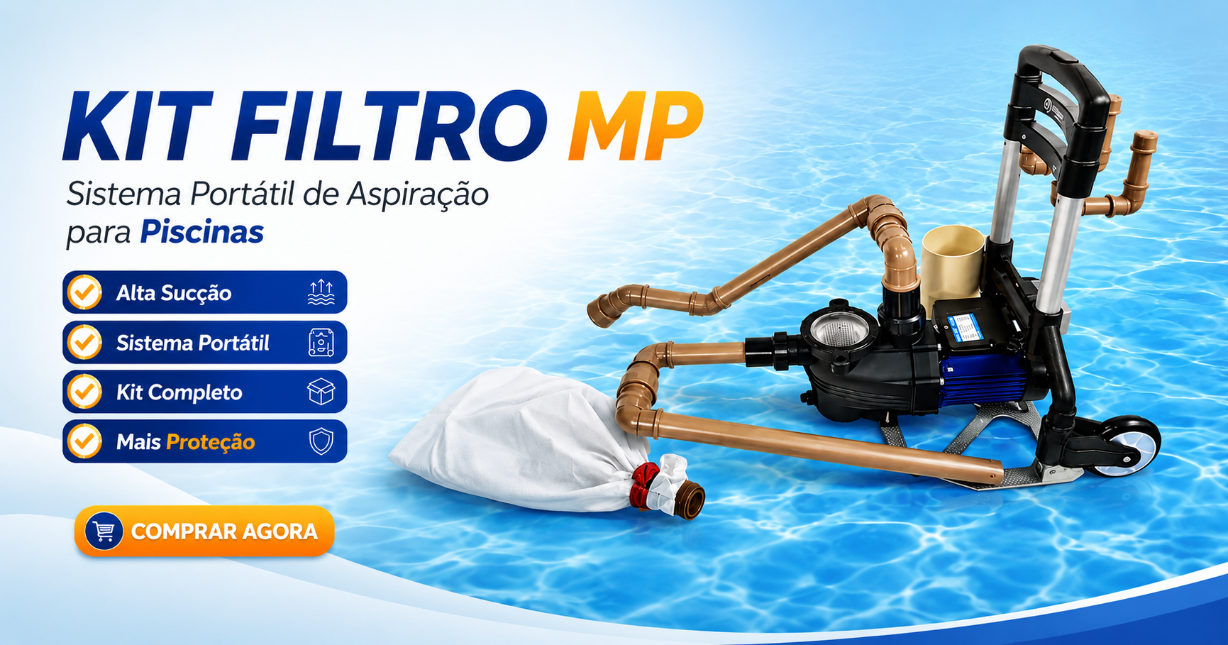 KIT FILTRO MP- MOTOBOMBA CLAW COM CARRINHO PORTÁTIL E PROTEÇÃO DR