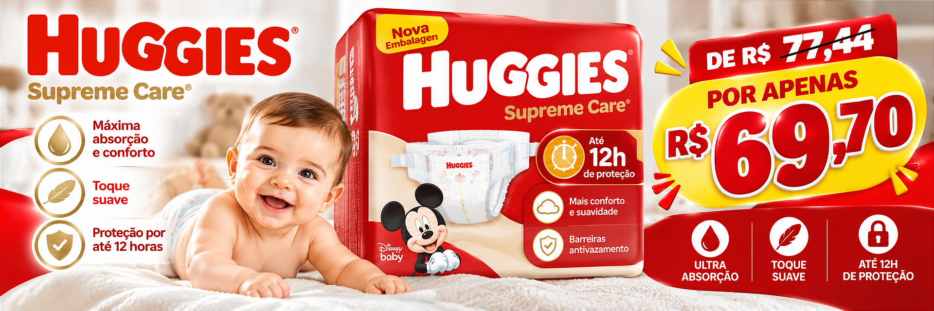 Fralda Huggies Supreme Care