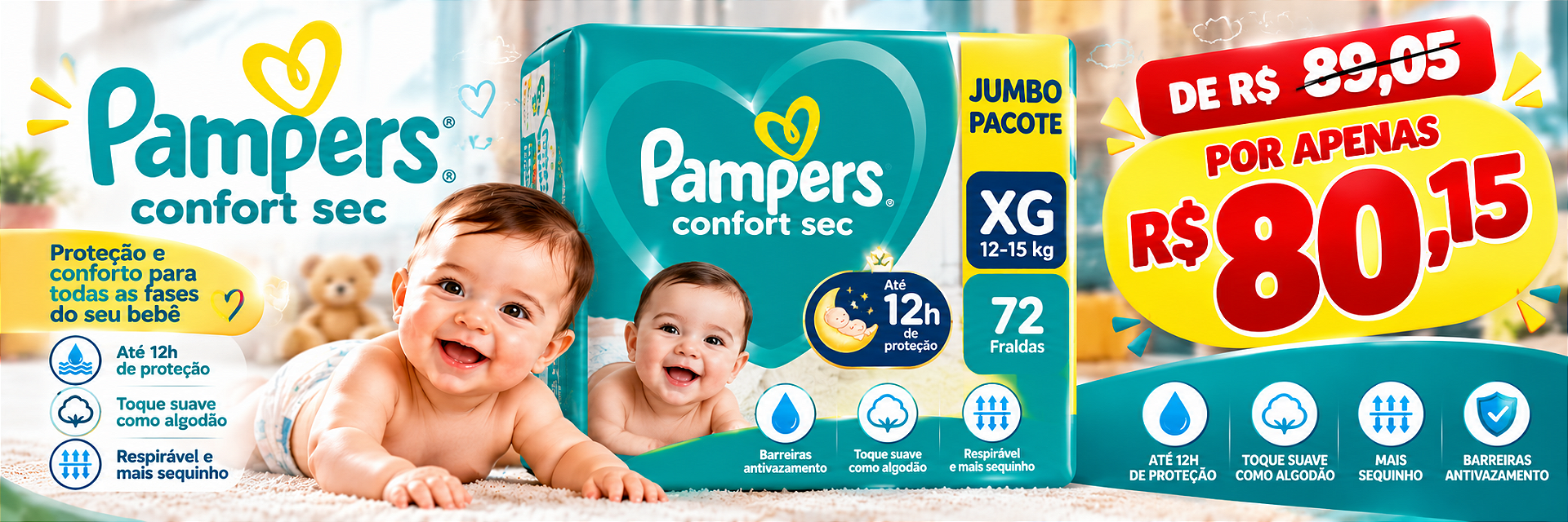 Fralda Pampers Confort Sec