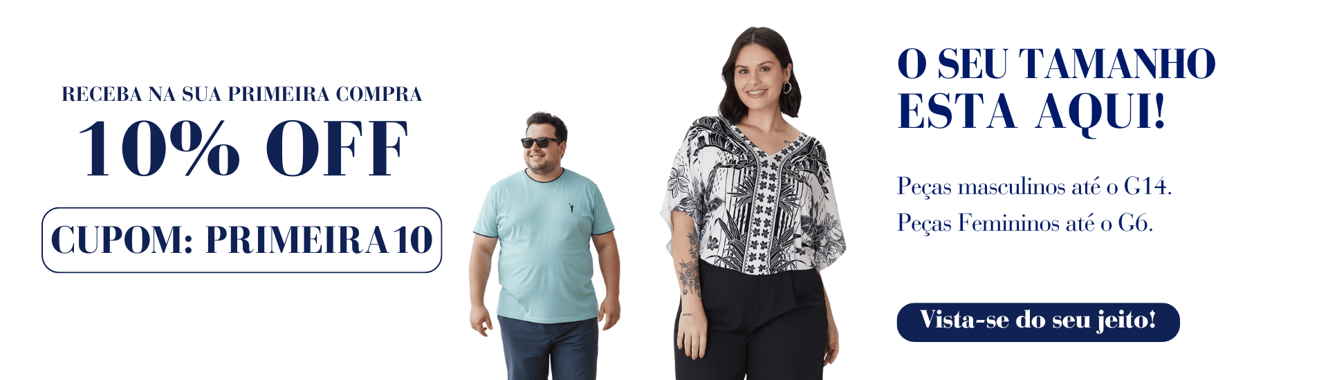 Banner de beneficios e tamanhos