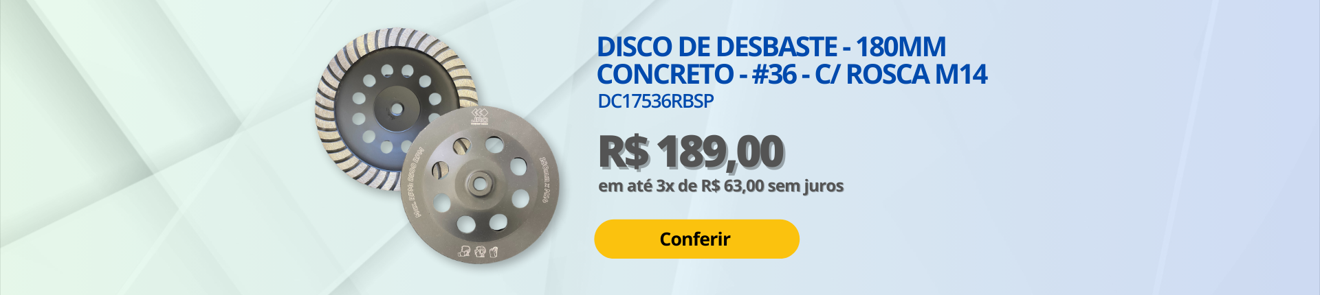 Disco de Desbaste - 180mm - Concreto - #36 - c/rosca M14 - BSP