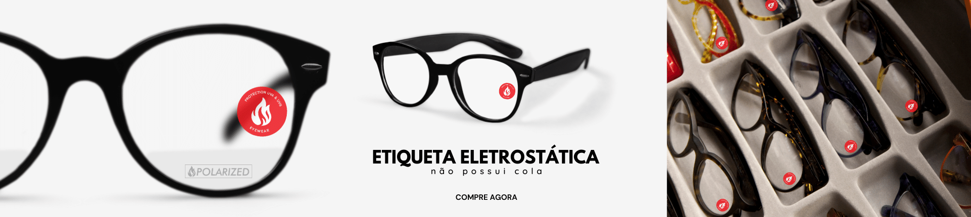 Etiqueta eletrostática para óculos
