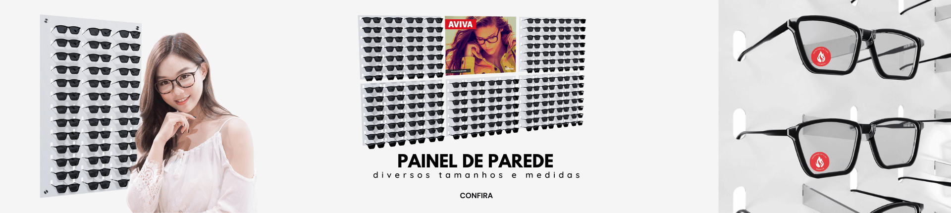 Expositores de parede para óculos