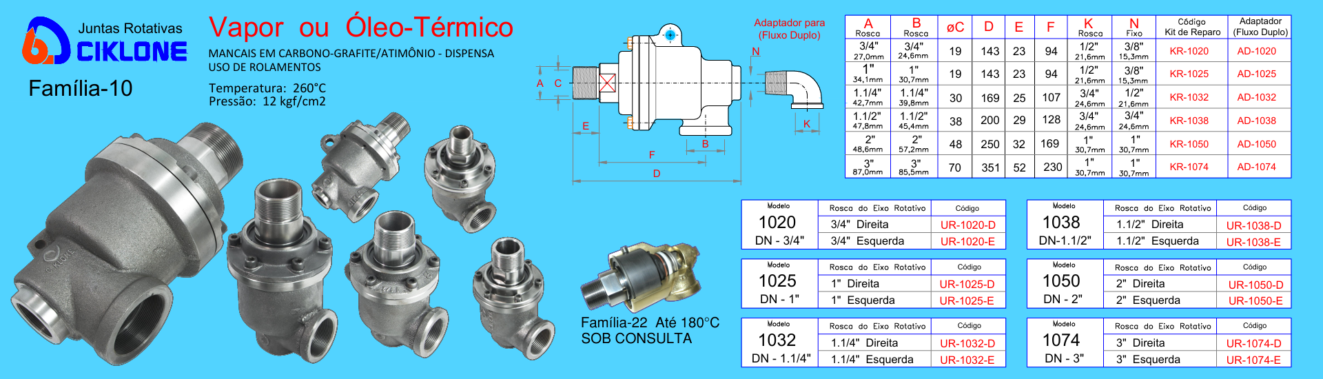 VAPOR e ÓLEO-TÉRMICO de 180º e 260º C