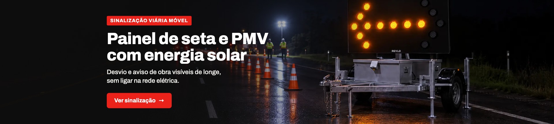 Painel de seta e PMV com energia solar