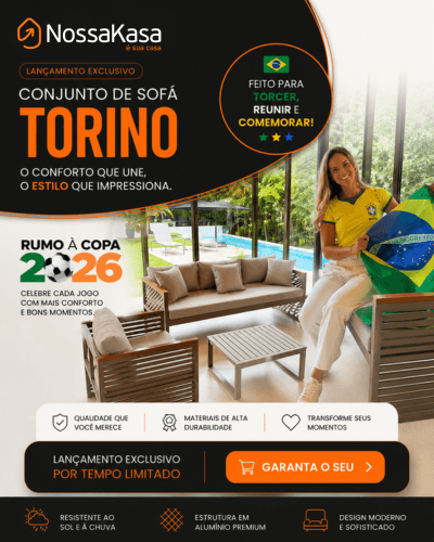Banner Mobile Lançamento Jogo de Sofá Torino Premium Nossa Kasa Brasil Chegou @Mobile